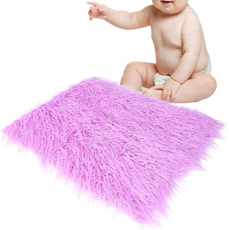 Purple Soft Acrylic Baby Photography Blanket Newborn Photo Prop - Image 2